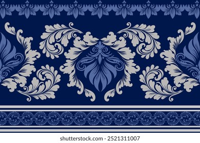 padrão de damasco com um design floral clássico.Padrões de bordados africanos, paisley, boho, ikat floral, desenhos florais étnicos, ikat sari, padrões ikat e padrões étnicos.
