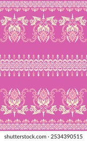 Damast Muster mit einem klassischen floralen Design.Afrikanische Stickerei Muster, Paisley, Boho, florale ikat, ethnische florale Designs, ikat sari, ikat Muster und ethnische Muster.