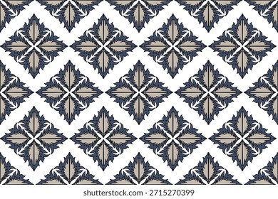 Damast-Muster mit klassischen Blumenverzierungen und symmetrischen Motiven. Ideal für Stoffdruck, Tapeten, Verpackungen und luxuriöses Dekorationsdesign.