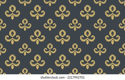 Damask pattern curtains vector seamless background wallpaper Fleur de Lis pattern Scandinavian batik Digital texture Design for print printable fabric saree border.