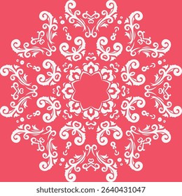 Damask Pattern Design Scandinavian Arabic Floral Pattern Folk Embroidery, Aztec Ornament Print. Design for Carpet, Wallpaper, Clothing, Wrapping, Fabric