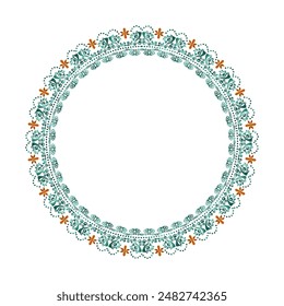 Damask pattern element,Ikat EPS damask motifs geometric floral,Vector classical luxury damask ornament,royal seamless texture for card,textile,wall art,islamic,Round ornament,Green metallic border