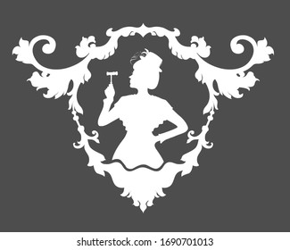 Damast-Muster. Emblem im luxuriösen viktorianischen Stil. 