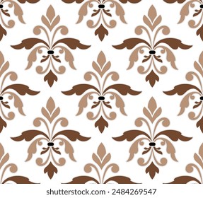 Damast-Muster. Nahtloses Blumenmuster. Barockmuster. Klassisches Damastmuster. Klassische Ornament-Kulisse. Vektorgrafik Hintergrund für Design Textur, Fliesen, Seide und Stoff, Klassischer Bildschirmhintergrund