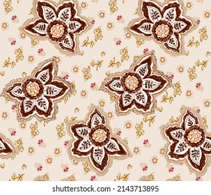 Damask pattern with flowers and vintage tapestry motifs. Perfect background for textil and decoration