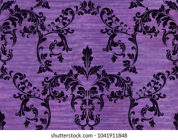 Damask pattern ornament decor Vector. Baroque fabric texture illustration designs