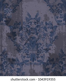 Damask pattern ornament decor Vector. Baroque fabric texture illustration designs
