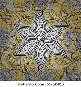 Damask pattern repeating background. White green and white floral ornament in baroque style. Elements on green and white background.