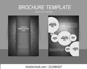 Damask pattern retro back and front flyer template design