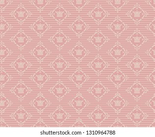 Damask pattern in royal style on a pink background