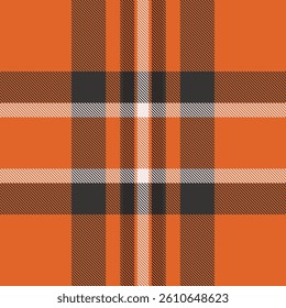 Damask pattern seamless tartan, string background vector check. 30s fabric plaid textile texture in orange and grey colors palette.