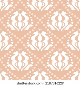 Damask pattern. Seamless traditional Design for background,carpet,wallpaper,clothing,wrapping,Batik,fabric,Vector illustration.embroidery style.