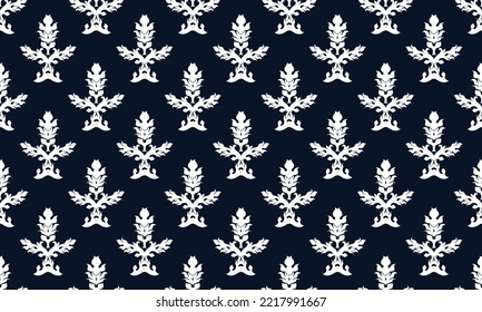 Damask pattern seamless vector background wallpaper Fleur de Lis pattern Digital texture Design for print printable fabric saree border.