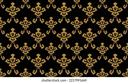 Damask pattern seamless vector background wallpaper Fleur de Lis pattern Scandinavian batik Digital texture Design for print printable fabric saree border.