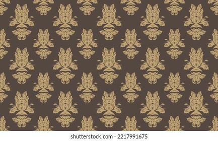 Damask pattern seamless vector background wallpaper Fleur de Lis pattern Scandinavian Digital texture Design for print printable fabric saree border.