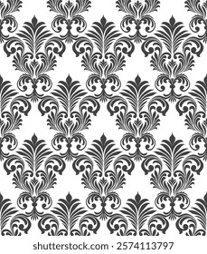 Damask pattern seamless vector wallpaper. Seamless ornament in the baroque style. Damask flower paisley elements.
