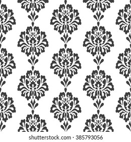 Damask pattern seamless. Vintage floral  background vector illustration. Black and white. vintage seamless pattern. textile pattern