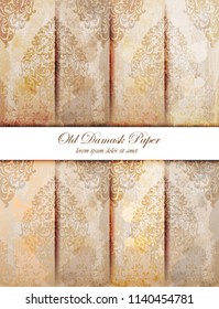 Damask pattern texture Vector. Royal fabric background. Luxury decors copper colors