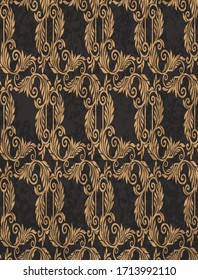 Damask pattern vector element. Classic luxury old-fashioned ornament grunge background. Royal victorian texture for wallpaper, textile, fabric, wrapping. Exquisite floral baroque patterns.