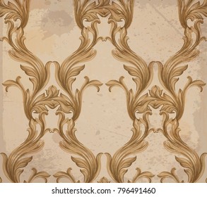 Damask pattern Vector illustration handmade ornament decor. Baroque grunge background textures