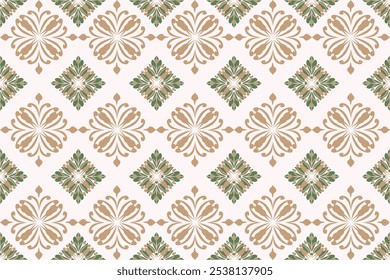 Damask pattern, vector pattern The lines combine flowers, leaves, and animals that are unique and imaginative.