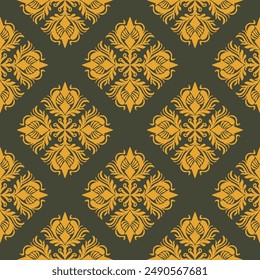 Damask pattern vector Perfect for bed sheets, carpets, and wallpapers, the seamless, vintage patterns add a touch of classic luxury to any fabric.