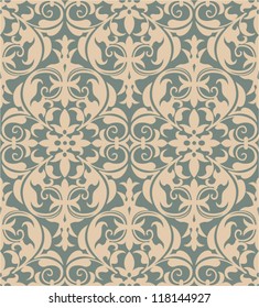 Damask Pattern -  Vector seamless pattern background.  File includes pattern swatch.