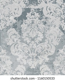 Damask pattern Vector. Vintage baroque ornament decor. Royal luxury texture backgrounds. Gray colors