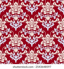 damask pattern vintage with intricate floral and ornamental designs. This classic, elegant design is perfect for wallpapers, textiles, wrapping paper, and interior decor