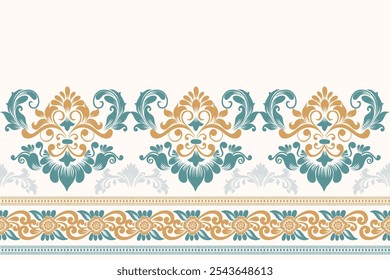 damask pattern vintage with intricate floral and ornamental designs. This classic, elegant design is perfect for wallpapers, textiles, wrapping paper, and interior decor