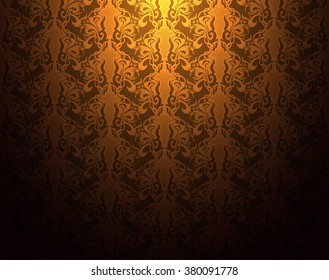 Damask pattern vintage retro texture with dark shadow lights color abstract background vector