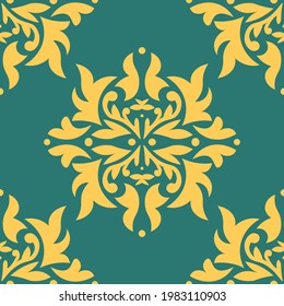 Damask pattern in vintage style. Texture backdrop. Seamless floral pattern. Fabric print texture. Vector illustration