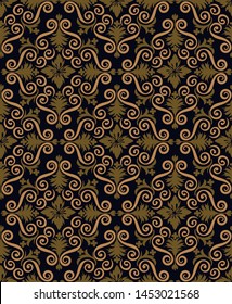 Damask patterned background illustration in 3 colors. Retro, vintage, noble image background.