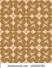 Damask patterned background illustration in 3 colors. Retro, vintage, noble image background.