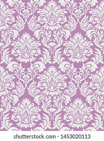 Damask patterned background illustration in two colors. Retro, vintage, noble image background.