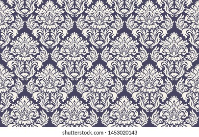 Damask patterned background illustration in two colors. Retro, vintage, noble image background.