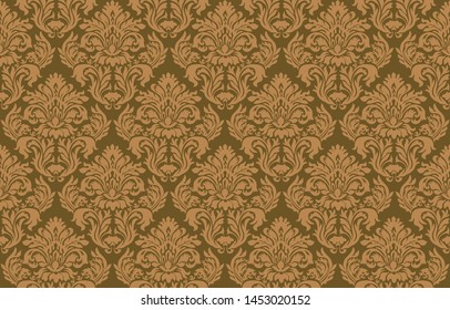 Damask patterned background illustration in two colors. Retro, vintage, noble image background.