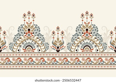 Damask pattern.Ikat floral pattern on white background.Ikat ethnic pattern vector illustration,Aztec style,hand drawn,baroque embroidery.design for texture,fabric,clothing,decoration,sarong,print.
