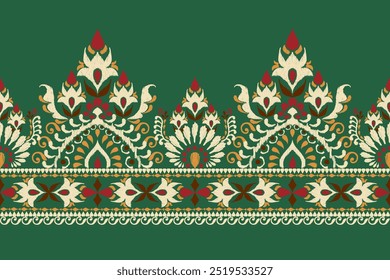 Damask pattern,Ikat floral pattern on brown background,vector illustration,Ikat ethnic oriental embroidery,Aztec style,baroque,hand drawn.design for texture,fabric,clothing,decoration,sarong,print.