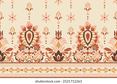 Damask pattern,Ikat floral pattern on white background,vector illustration,Ikat ethnic oriental embroidery,Aztec style,baroque,hand drawn.design for texture,fabric,clothing,decoration,sarong,print