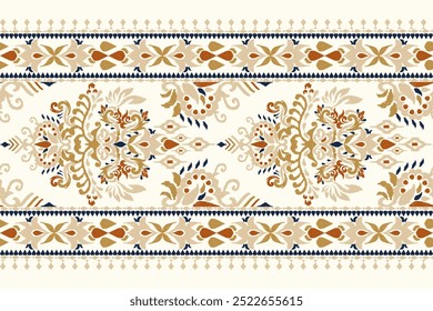 Damask pattern.Ikat floral pattern on white background.Ikat ethnic pattern vector illustration,Aztec style,hand drawn,baroque embroidery.design for texture,fabric,clothing,decoration,carpet,print