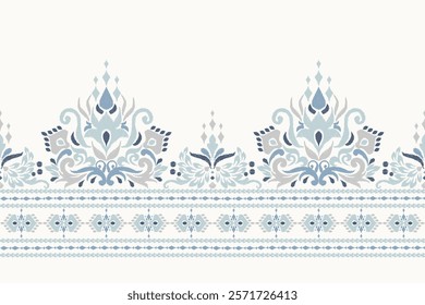 Damask pattern,Ikat floral pattern on white background,vector illustration,Ikat ethnic oriental embroidery,Aztec style,baroque,hand drawn.design for texture,fabric,clothing,decoration,sarong,print.