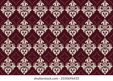 Damask patterns feature intricate, symmetrical motifs inspired by floral or ornamental designs. Often elegant and timeless, they are ideal for clothing, rugs, and home decor, adding a luxurious and cl