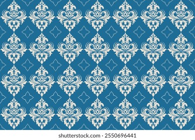 Damask patterns feature intricate, symmetrical motifs inspired by floral or ornamental designs. Often elegant and timeless, they are ideal for clothing, rugs, and home decor, adding a luxurious and cl
