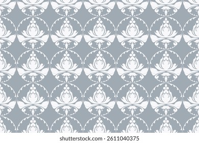 Damask patterns feature intricate, symmetrical motifs inspired by floral or ornamental designs. Often elegant and timeless, they are ideal for clothing, rugs, and home decor.