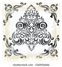 damask patterns for greeting cards and wedding invitations.