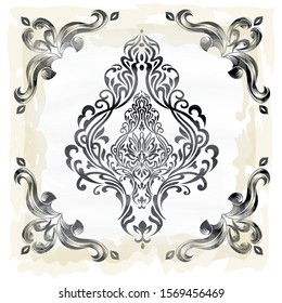 damask patterns for greeting cards and wedding invitations.