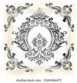 damask patterns for greeting cards and wedding invitations.
