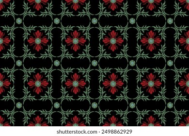 Damask pattern,Tribal striped seamless ethnic pattern. Oriental flora embroidery, Indian pattern aztec geometric art background. Art ornament print design for carpet,cover wallpaper,wrapping,fabric