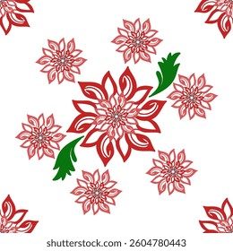 damask red flower bloom on white baclground